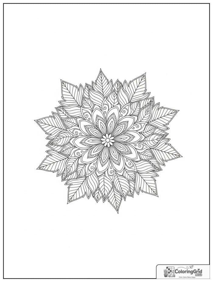 Mandala coloring page featuring a leaf ring pattern.