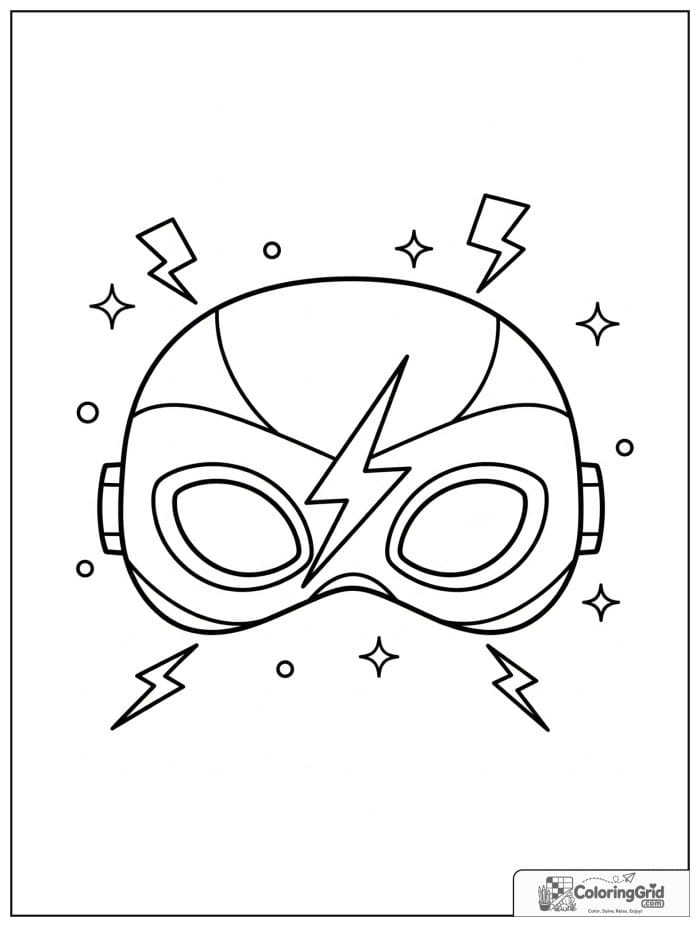 Cute superhero mask with a lightning bolt emblem and small lightning details.
