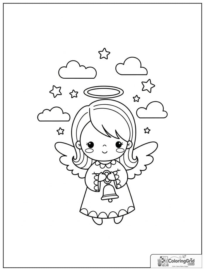 Cute little angel holding a bell.