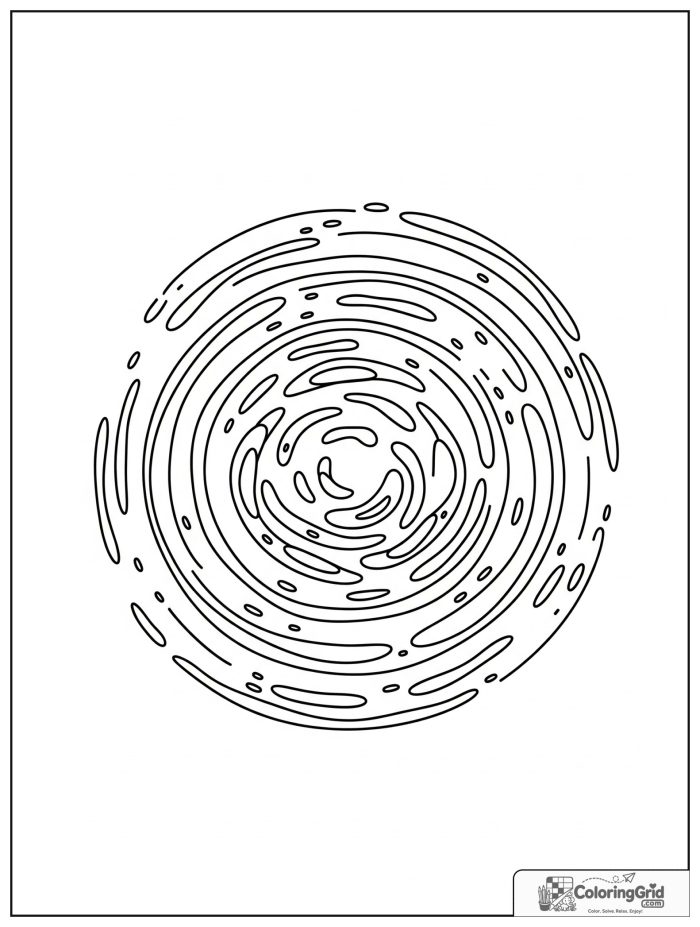 Relaxing lake ripple mandala with concentric rings and droplet forms.