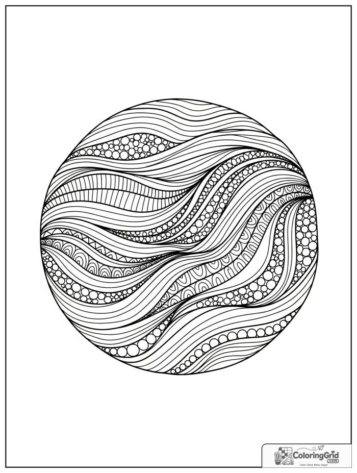Relaxing river flow mandala with ribbon bands and wave curves.