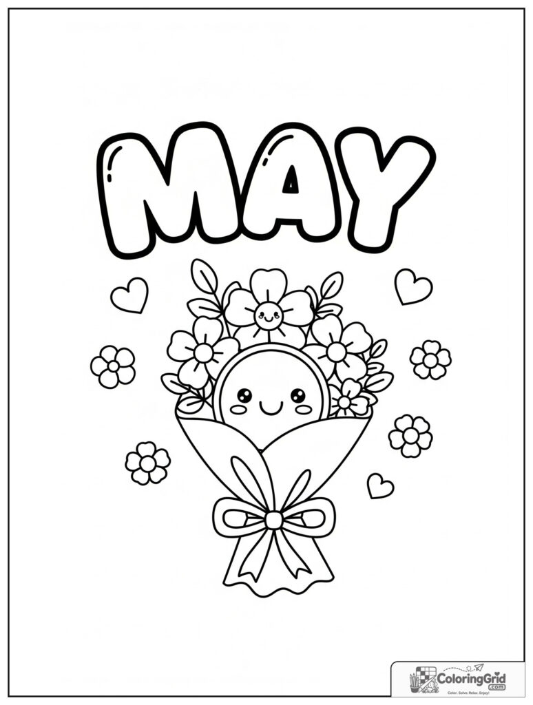Cute May flower bouquet with small heart decorations.
