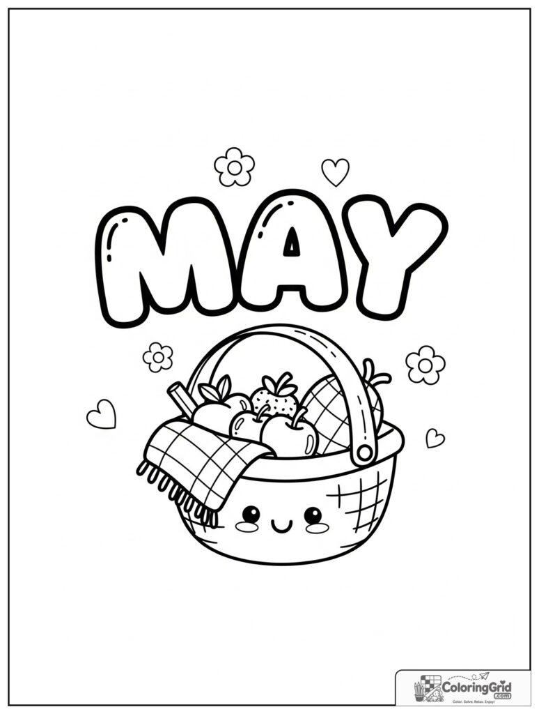 Cute May picnic basket with small flower decorations.