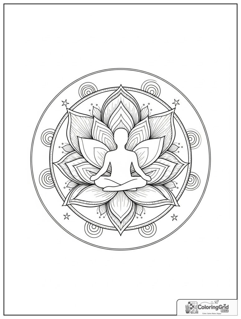 Meditation lotus mindfulness mandala with zentangle petal patterns
