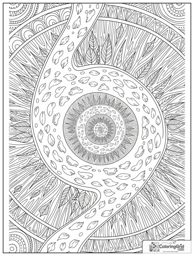Mindful walking path mandala with footprints and zentangle grass patterns