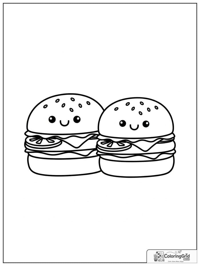 Mini hamburger pair for Hamburger Coloring Pages