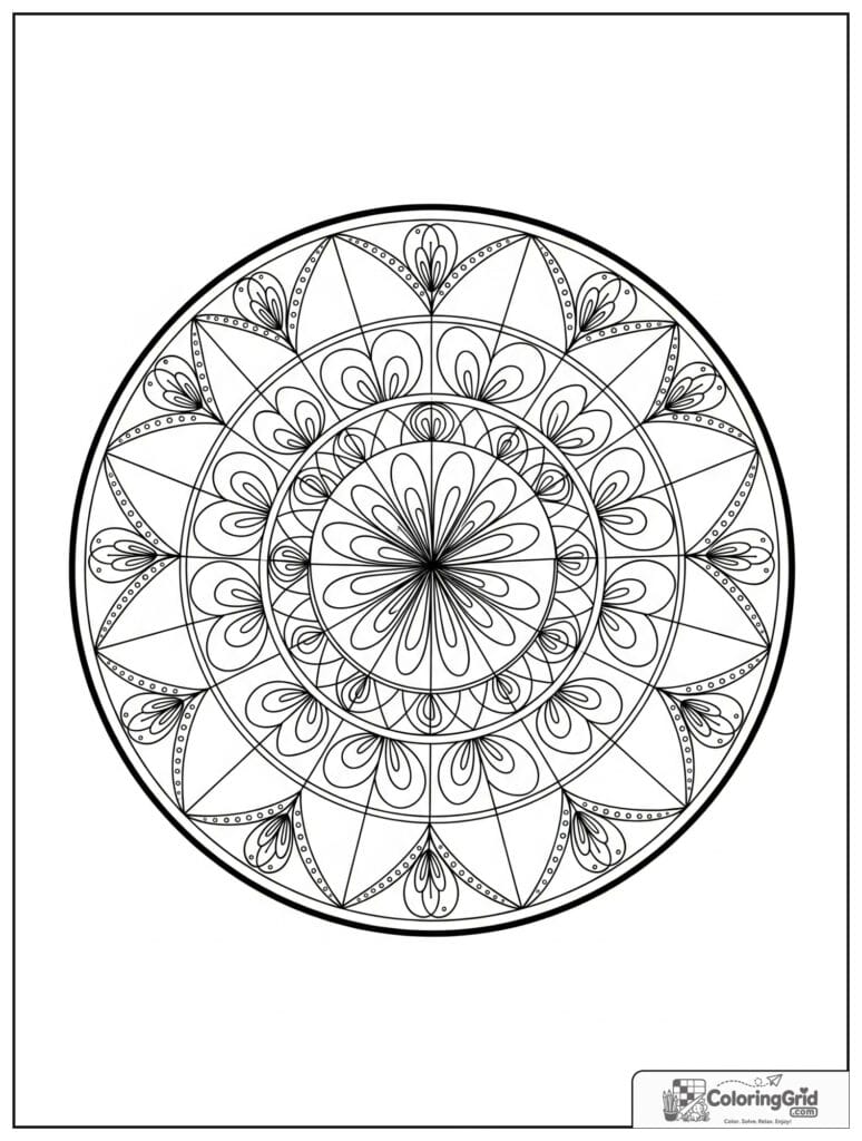 Minimal circle grid sacred geometry mandala with small zentangle petals