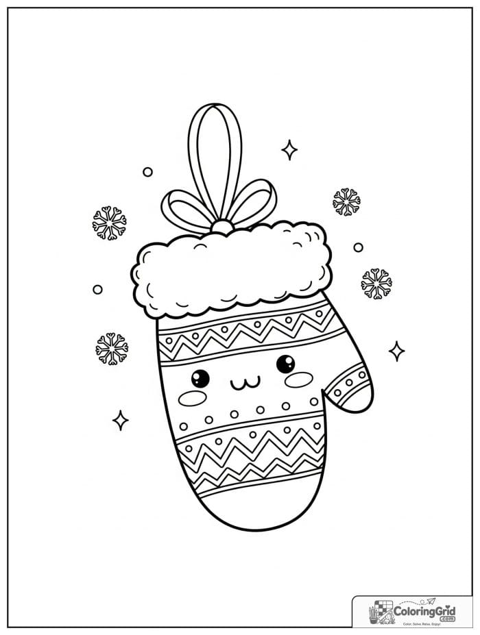 Mitten Christmas ornament with patterned cuff.