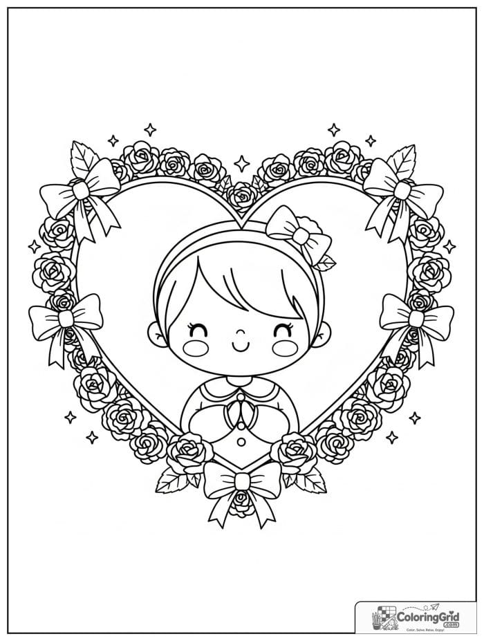 Smiling mom inside a heart-shaped frame.