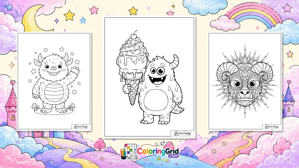 Monster Coloring Pages featured illustration for Monster Coloring Pages: Printable Monster Activity Pages
