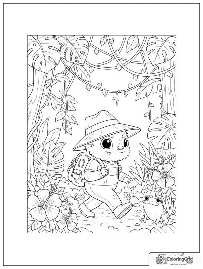 Brave monster explorer in the jungle