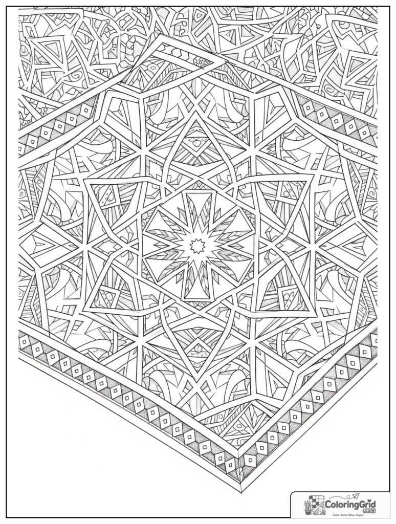 Moroccan tile sacred geometry mandala with zentangle mosaic patterns