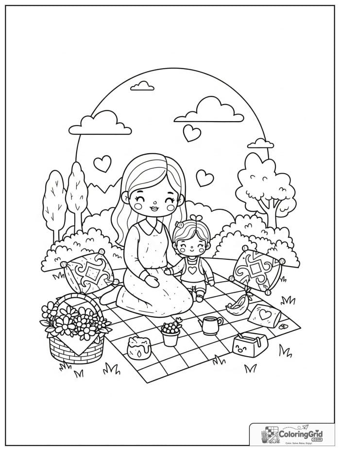 Mother and child having a picnic together.