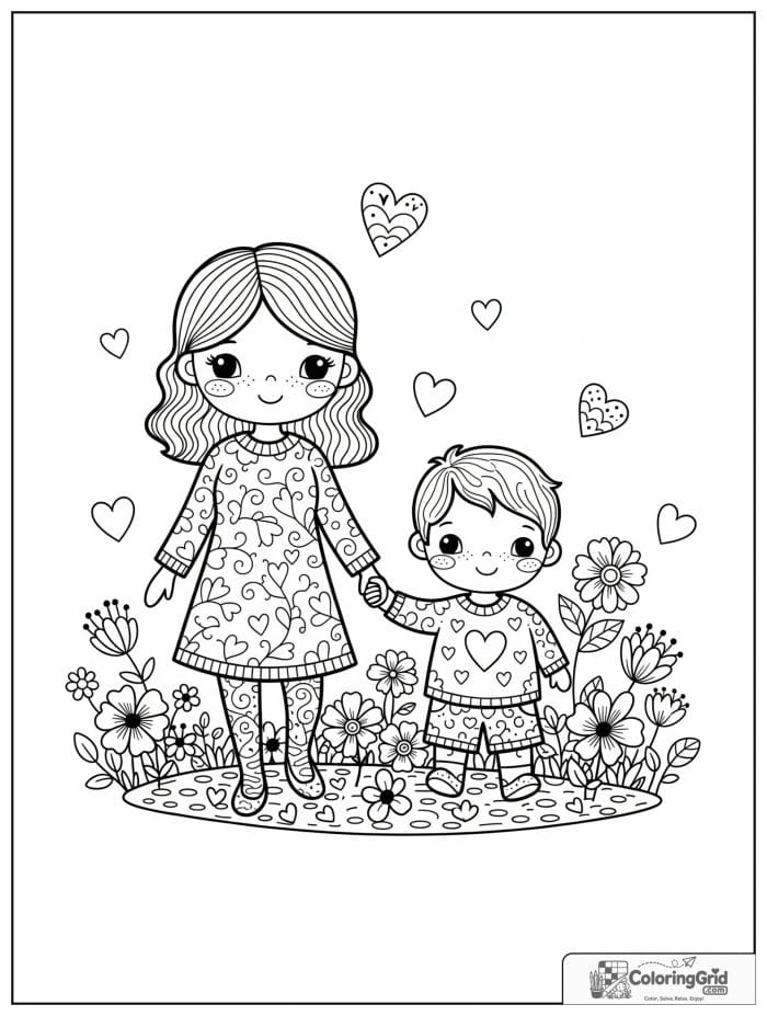 Mother and son holding hands together.