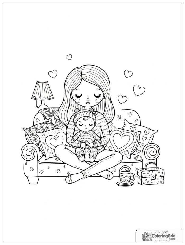 Mother and toddler sitting together on a couch.