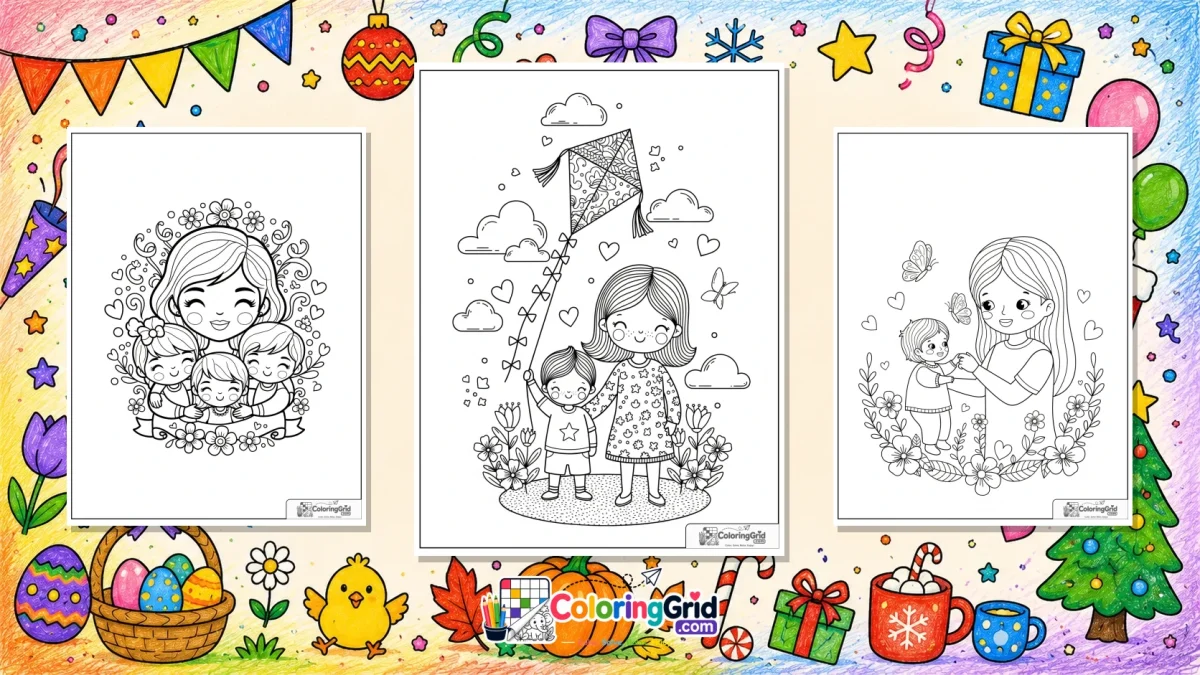 Mother's Day Coloring Pages featured illustration for Mother’s Day Coloring Pages: Free Printable Designs to Color