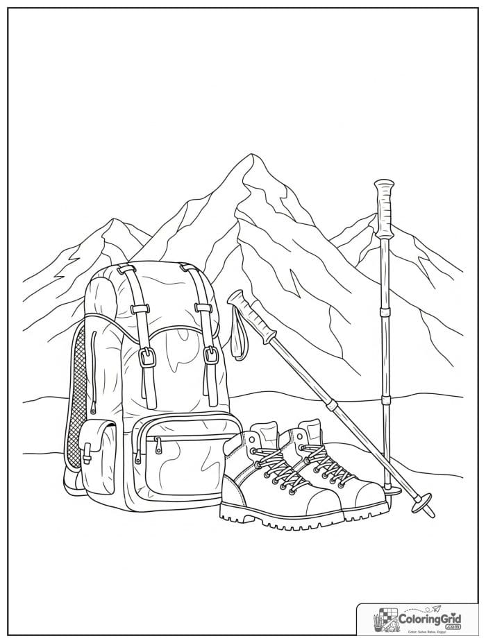 Mountain adventure gear black and white artwork