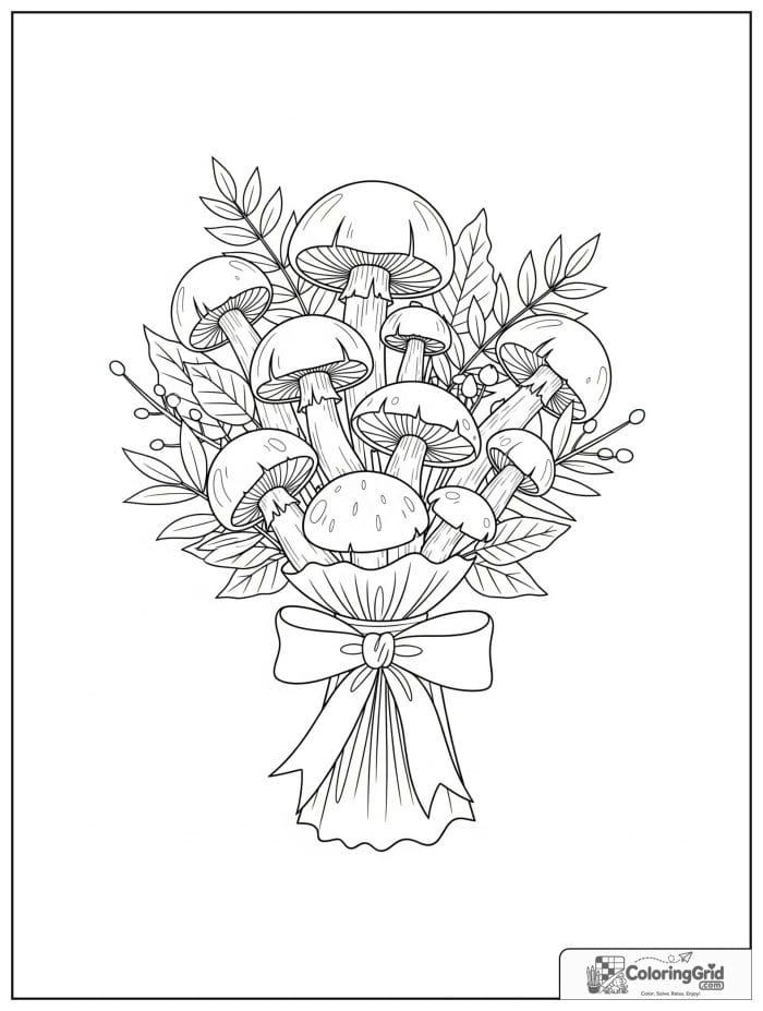 Mushroom bouquet gift black and white artwork