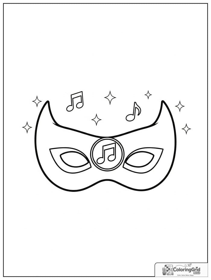 Cute music-themed superhero mask with note details.