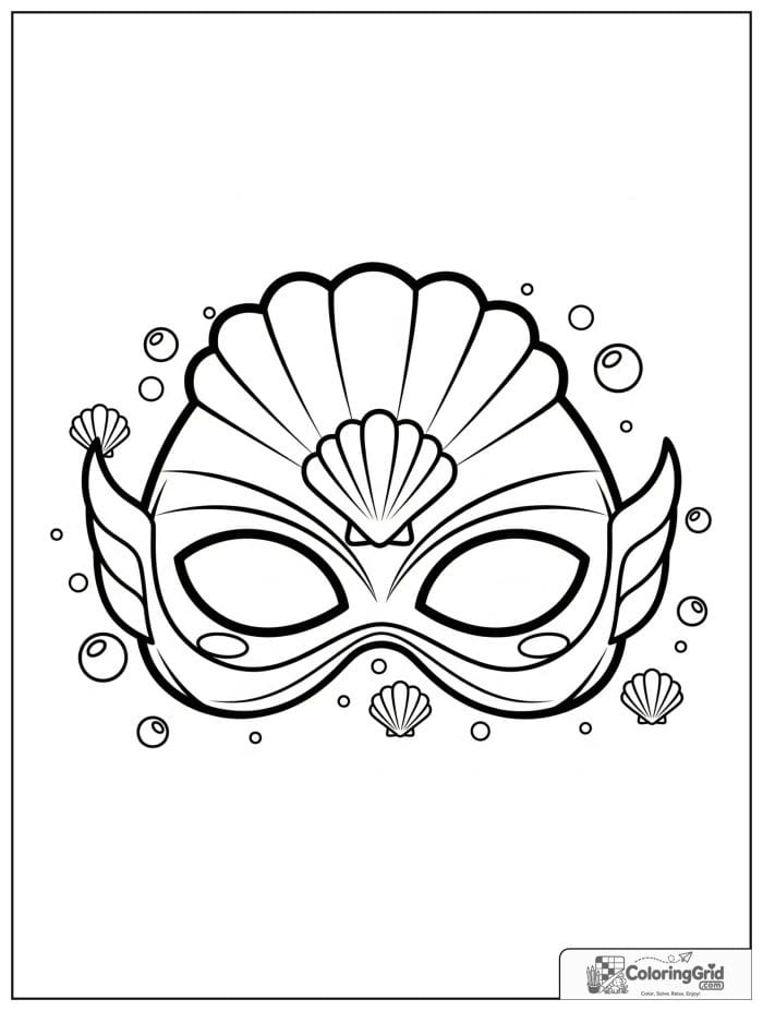 Cute ocean-themed superhero mask with shell and bubble details.