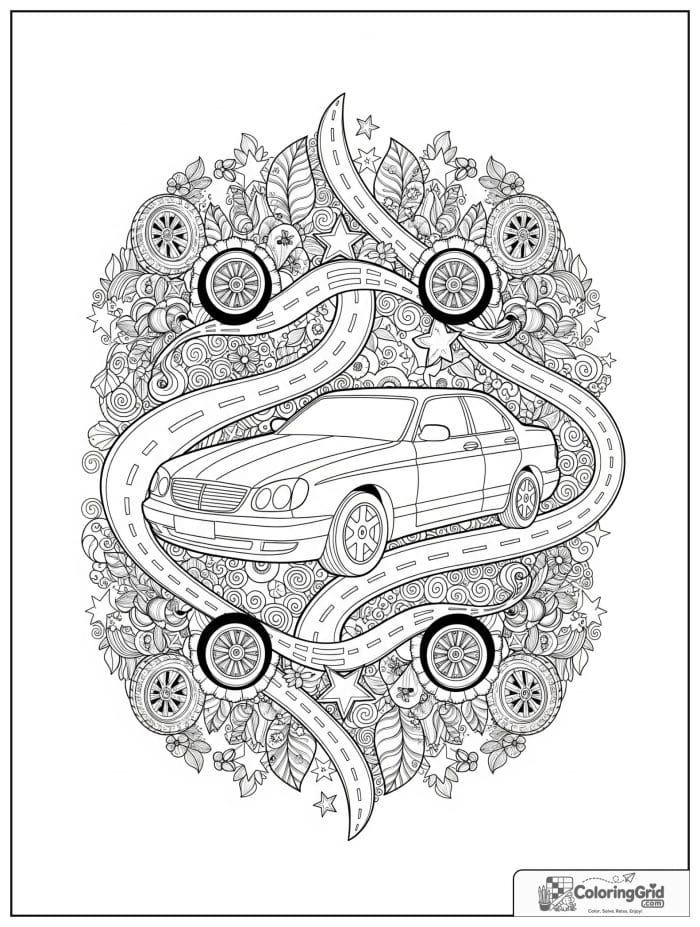 Ornate car border design in black and white
