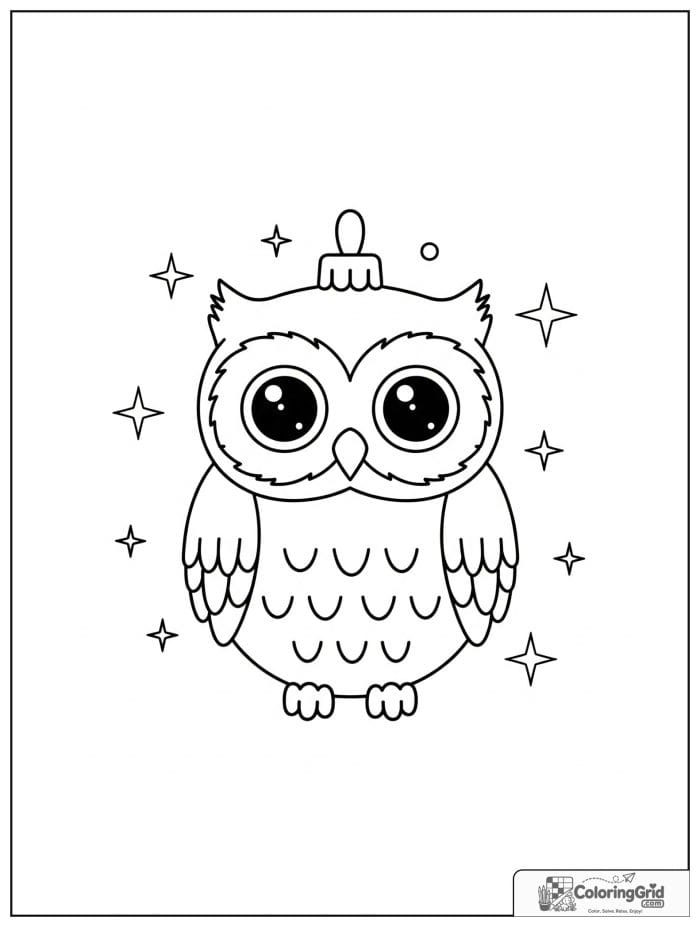 Cute owl Christmas ornament with round eyes.
