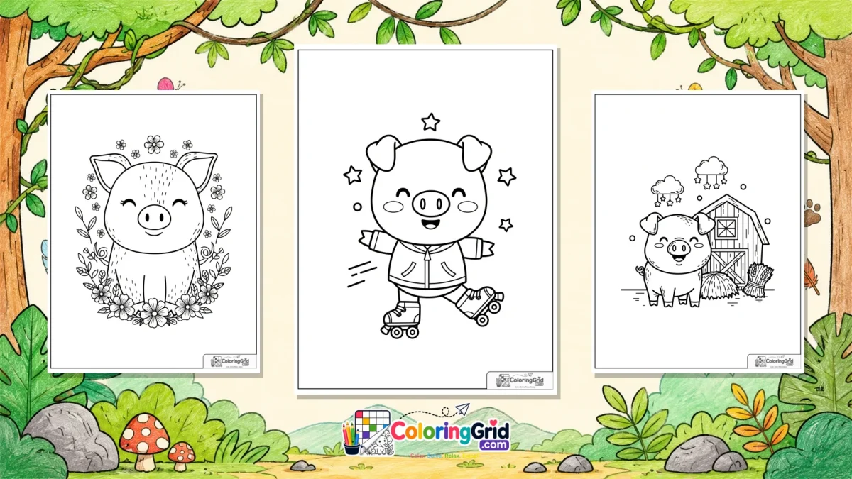 Pig Coloring Pages featured illustration for Pig Coloring Pages: Free Printable Designs to Color
