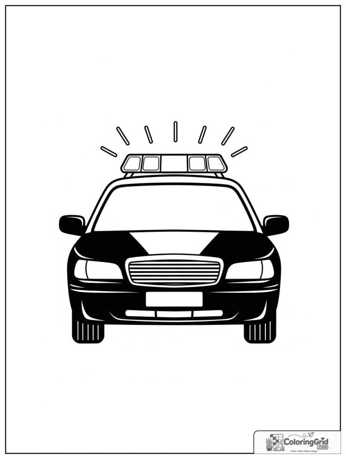 Police car with flashing lights black and white artwork