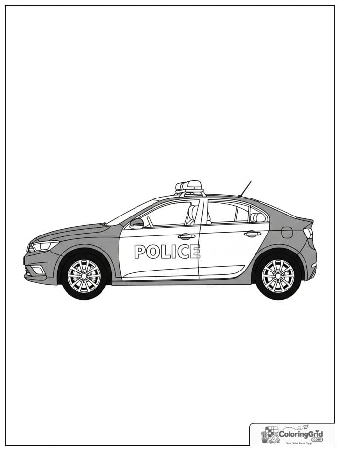 Police car with open door black and white
