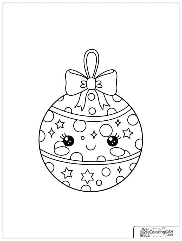 Polka dot Christmas ornament with a bow and sparkles.