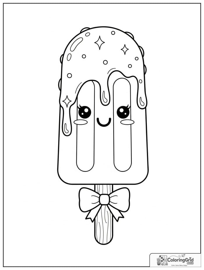Summer Coloring Pages showing a happy popsicle.