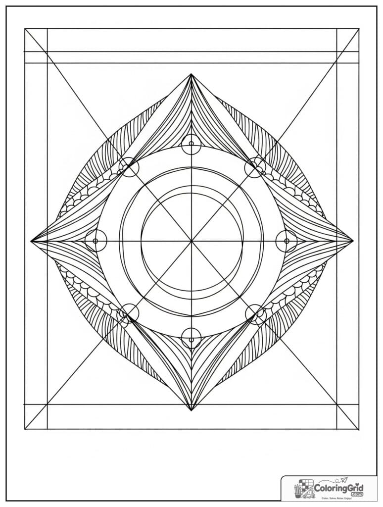 Prism triangle sacred geometry mandala with arcing bands and zentangle stripes