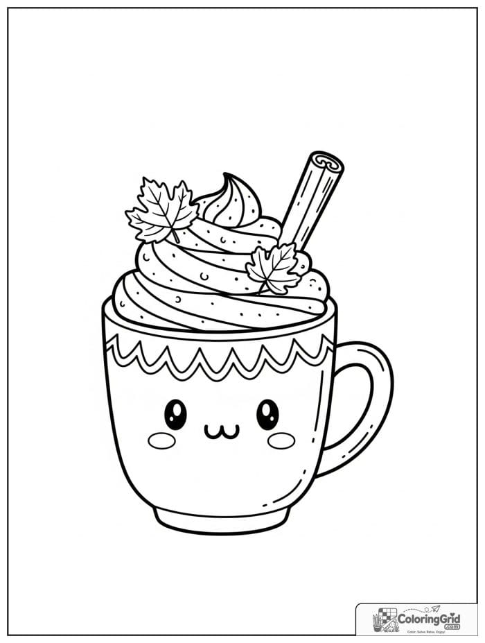 Fall Coloring Pages featuring a cozy autumn drink mug.