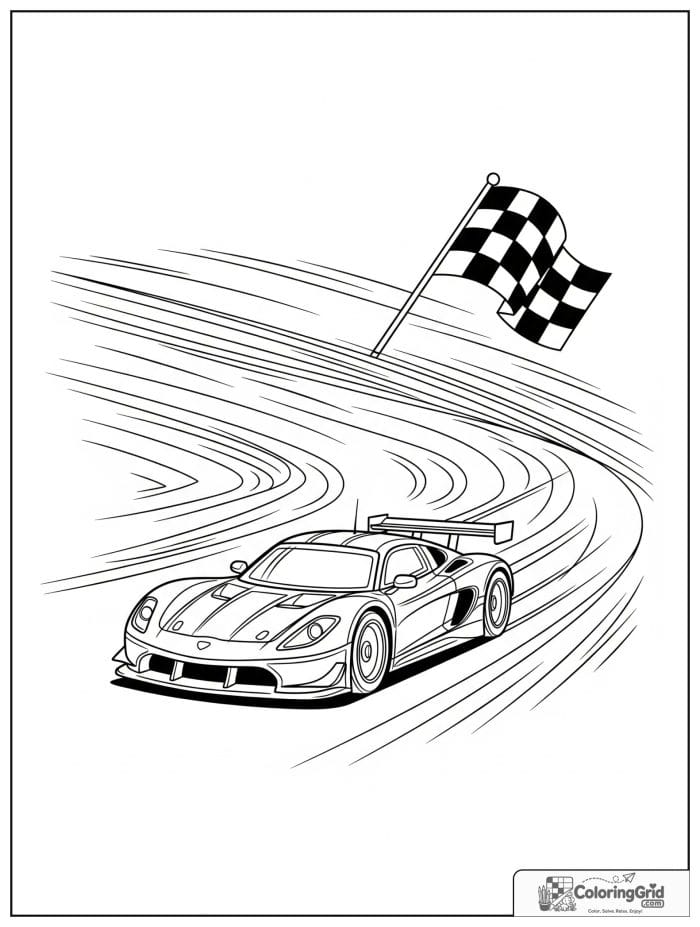 Race car on a track in black and white