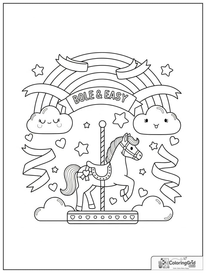 Bold and easy cozy rainbow with a carousel horse.