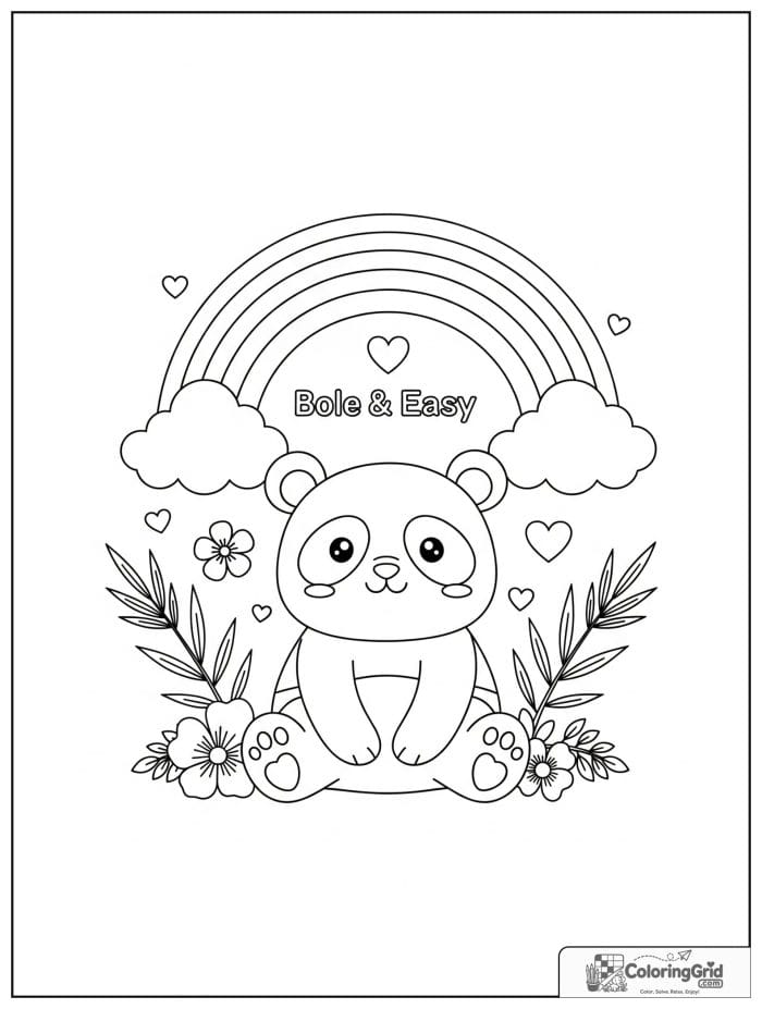 Bold and easy kawaii rainbow with a panda and bamboo.
