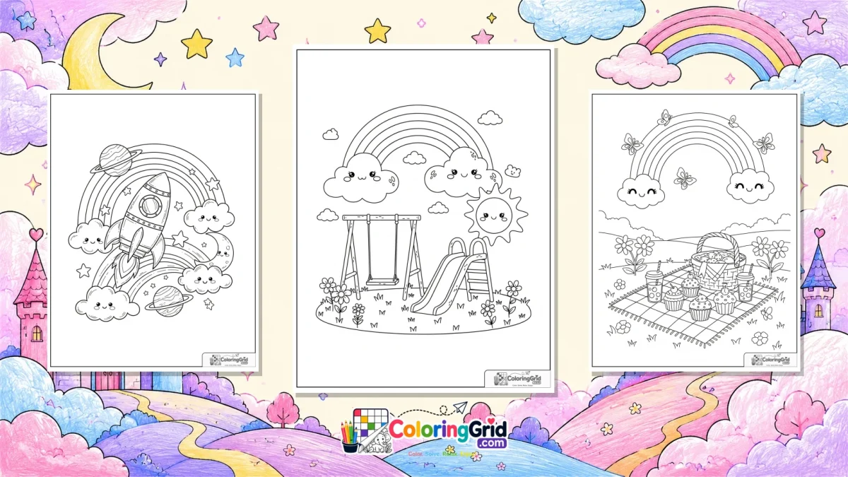 Rainbow Coloring Pages featured illustration for Rainbow Coloring Pages: Easy PDF and JPG Printables to download