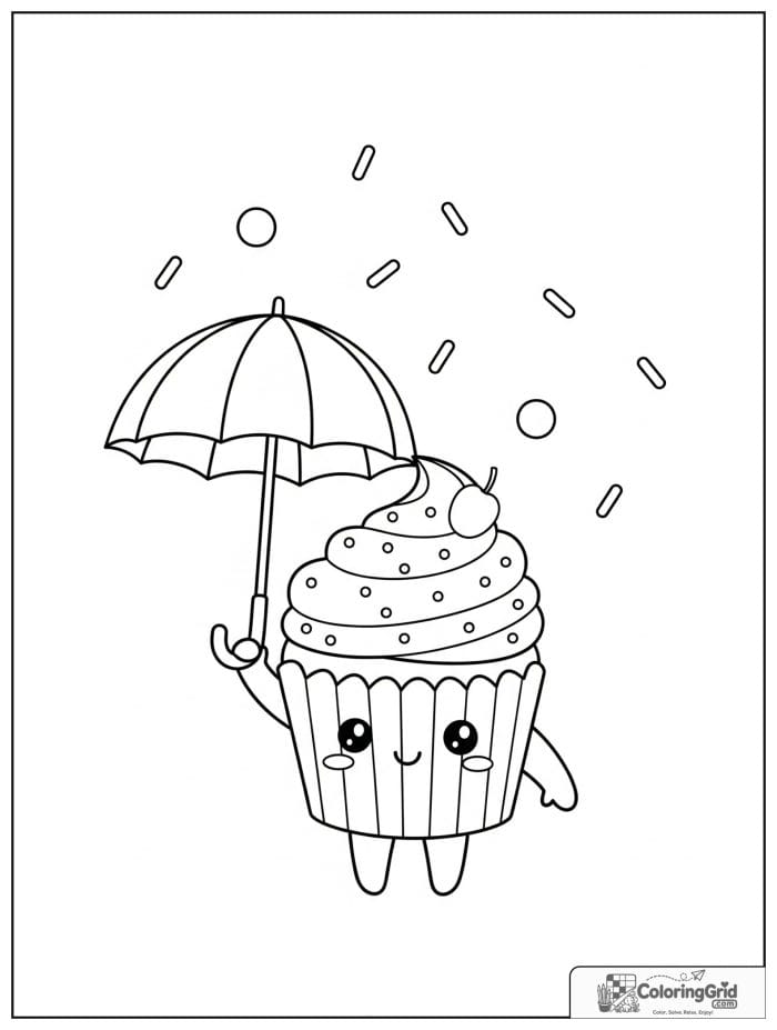 Rainy day cupcake for Cupcake Coloring Pages