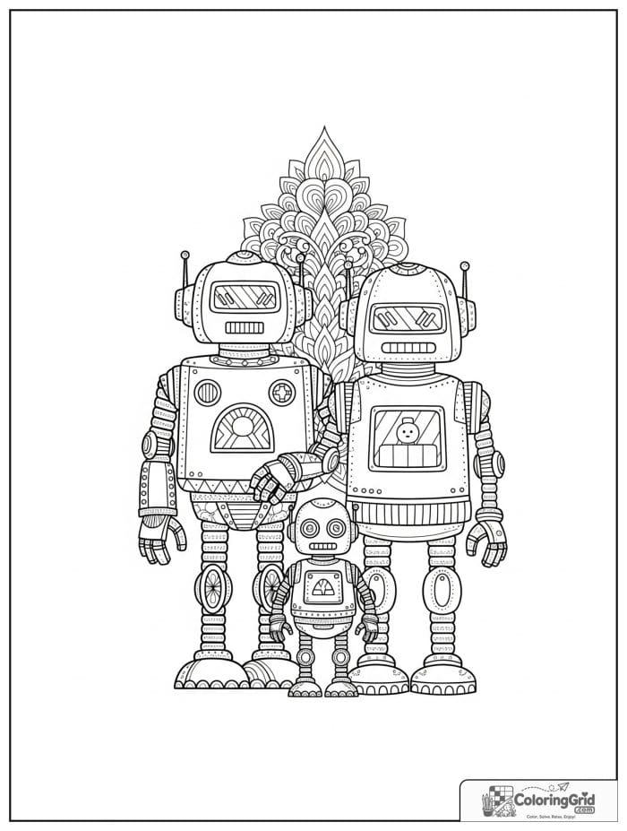 Robot family with two larger robots and one small robot.