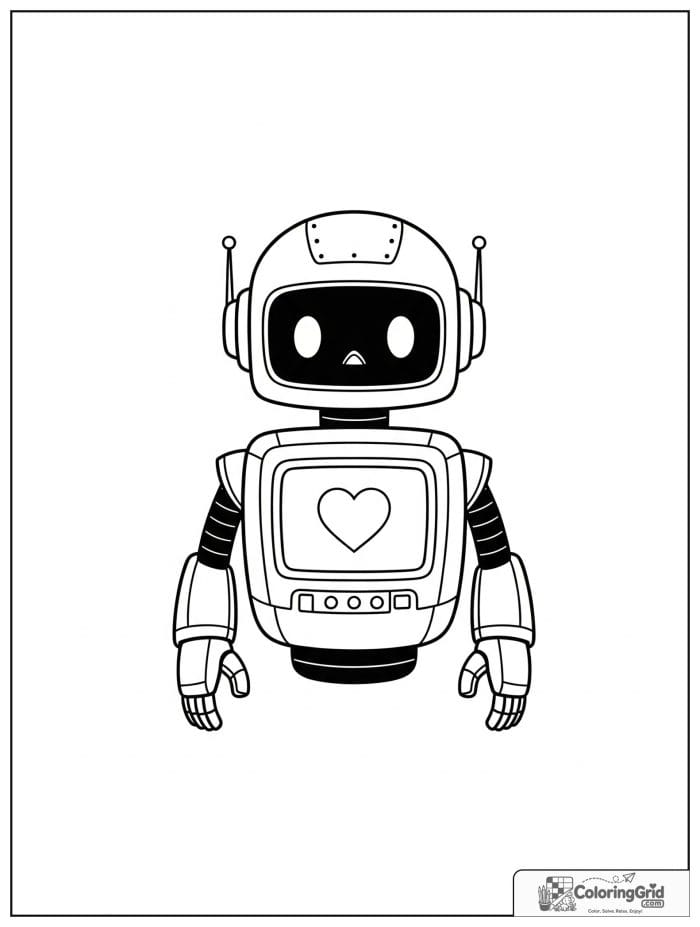 Robot with a heart symbol on its chest screen.