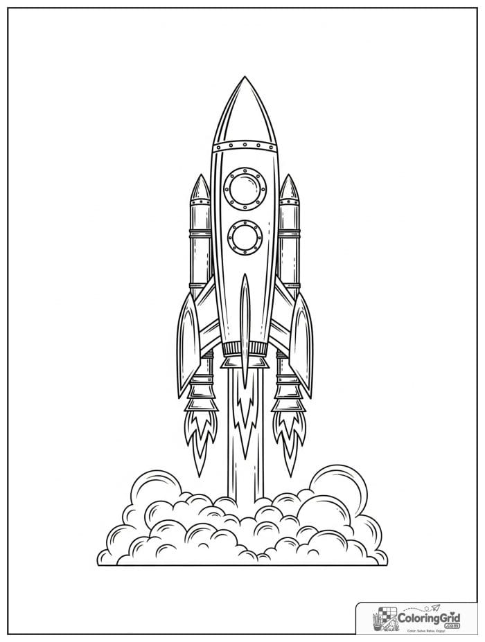 Rocket blasting off from a launch pad.