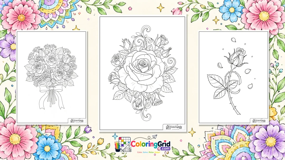 Rose Coloring Pages featured illustration for Rose Coloring Pages: Printable Rose Activity Pages