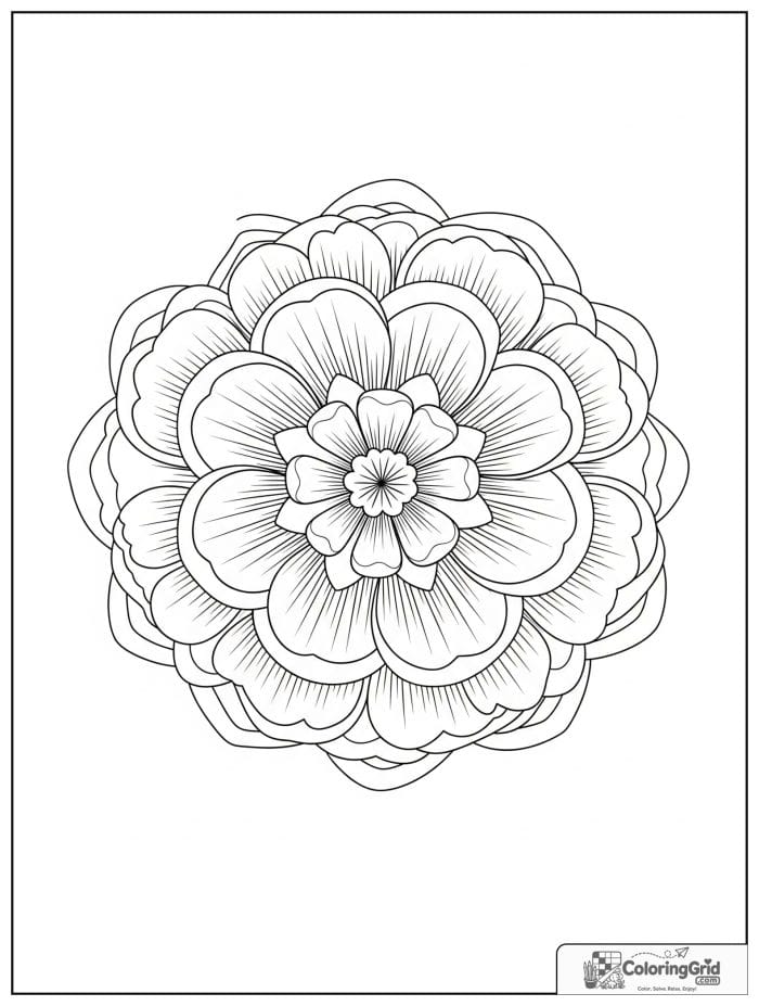 Easy mandala coloring page featuring rosette bands.