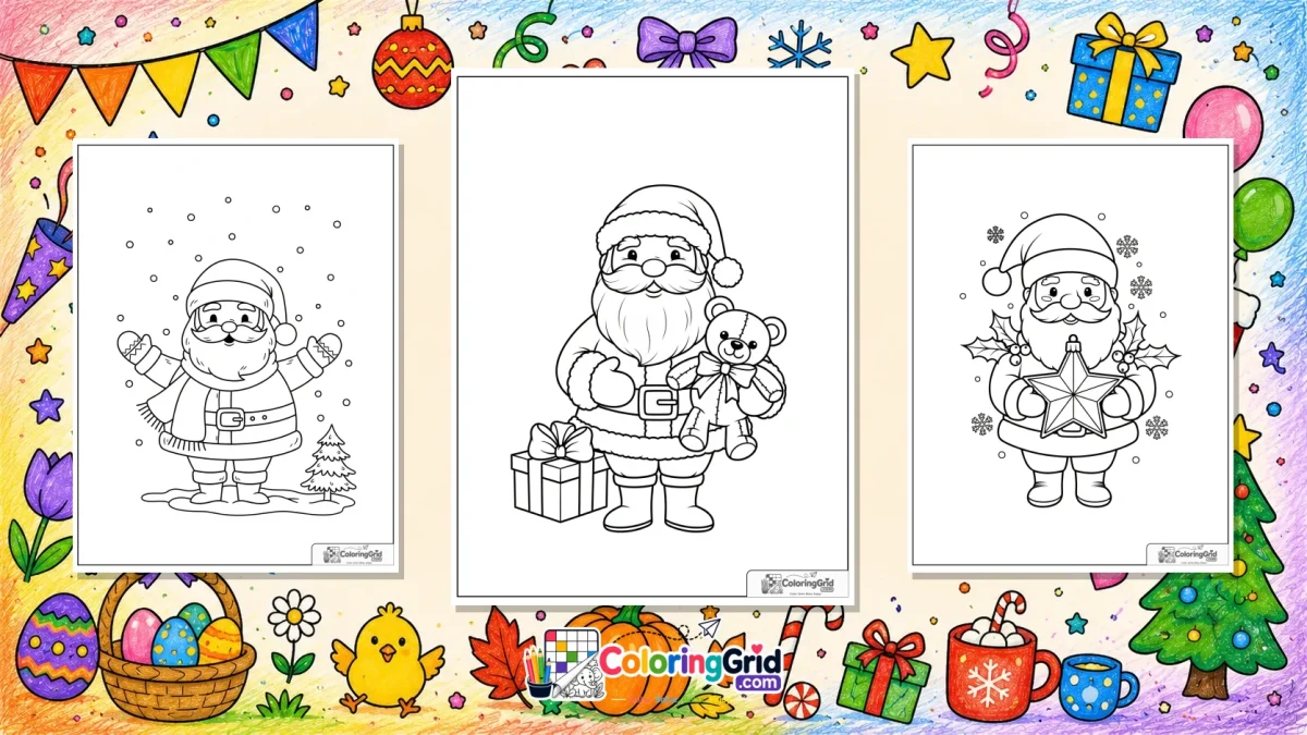 Santa Claus Coloring Pages featured illustration for Santa Claus Coloring Pages: Free Printable Designs to Color
