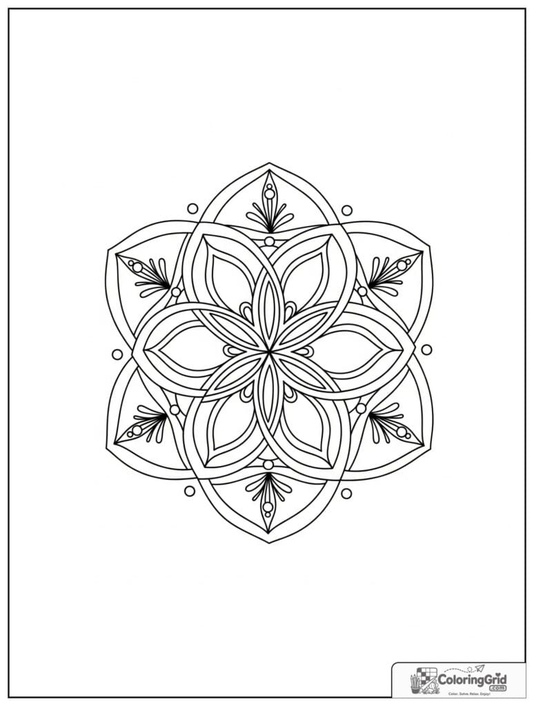 Seed of life sacred geometry mandala with simple zentangle rings