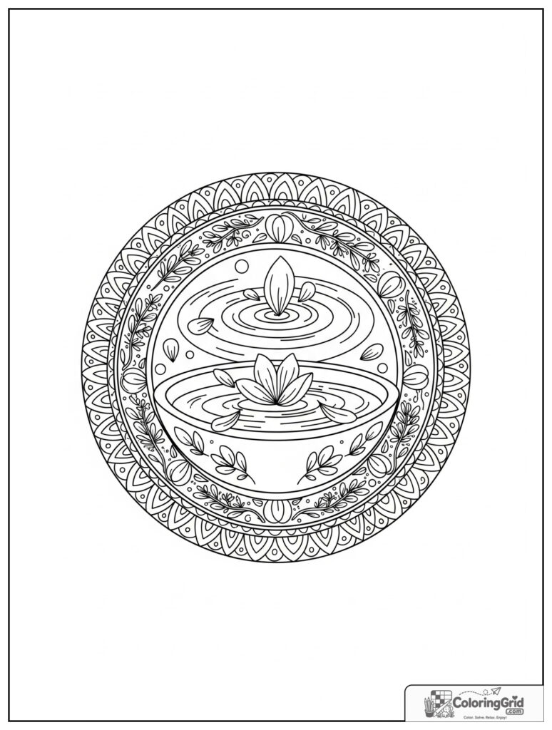 Self care spa mindfulness mandala with flower petals and herb sprigs