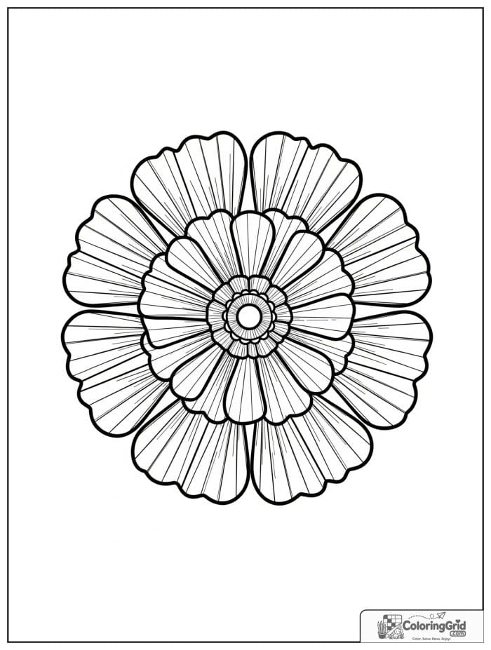 Mandala coloring page featuring a shell rosette pattern.