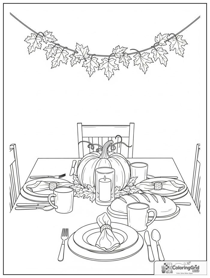 Simple and cozy fall dining table with pumpkin centerpiece and bread.