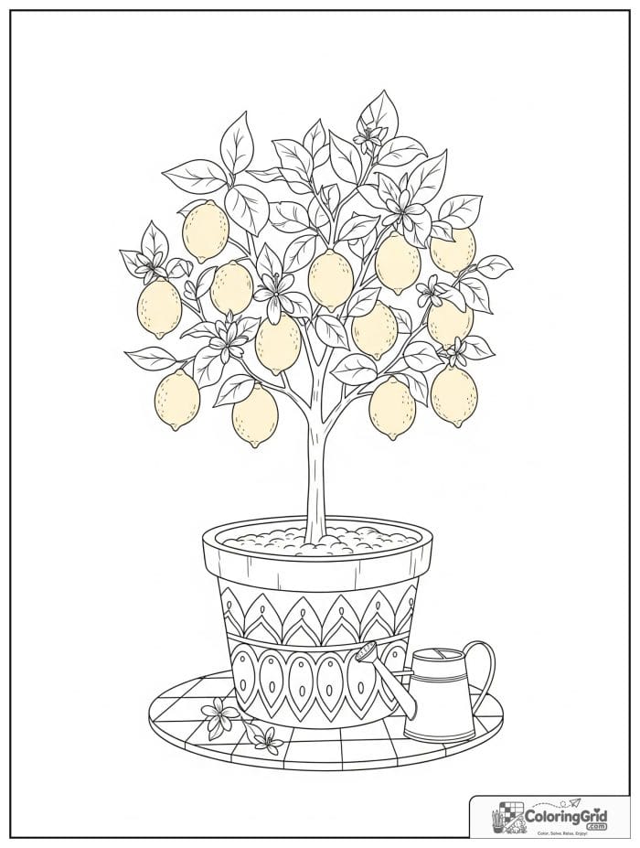 Simple and cozy lemon tree in a garden pot.