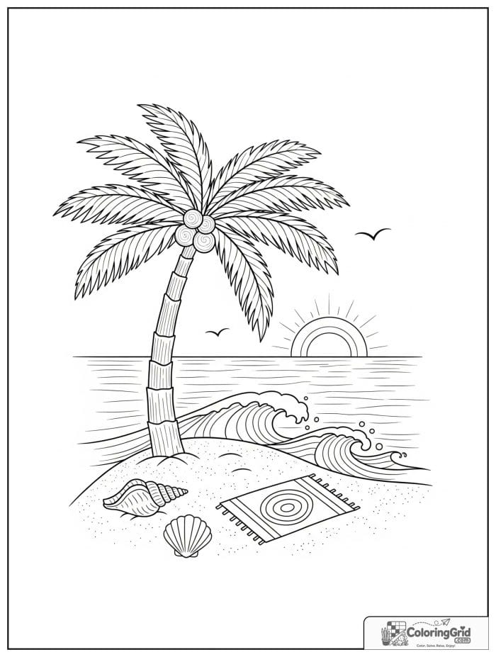 Simple and cozy palm tree by a beach.